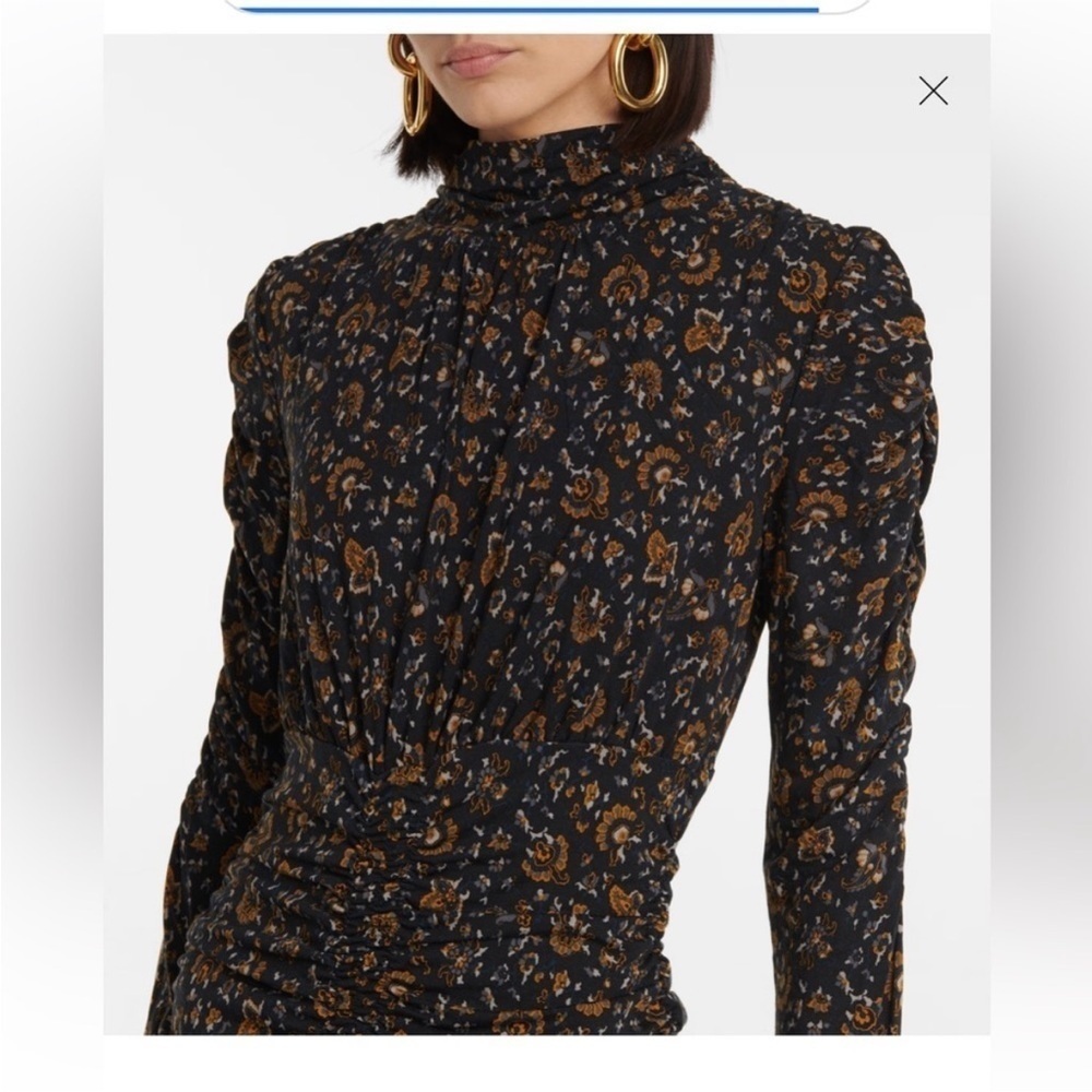 NWOT Veronica Beard Gretna Paisley Print Mini Dress Ruched Floral Brown Size M - Picture 2 of 7